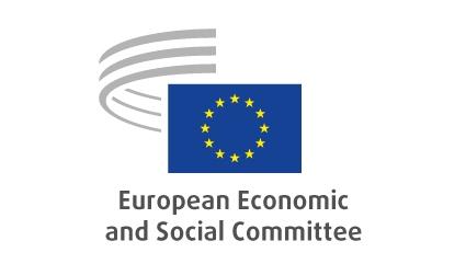 Logo composed of the EU flag with graphic elements and the words European Econoomic and Social Committee 