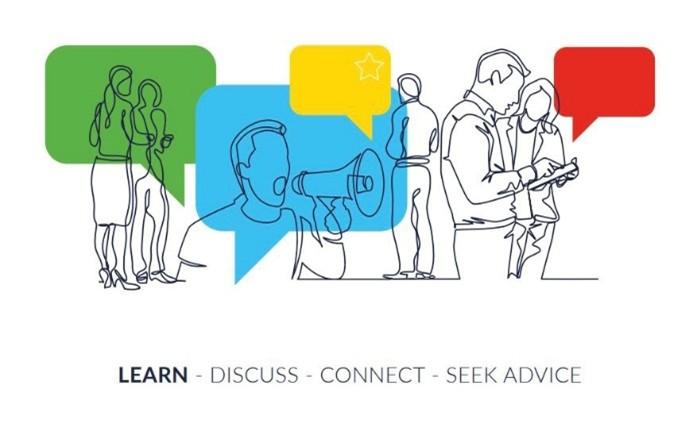 Drawing of human figures with the caption 'learn'