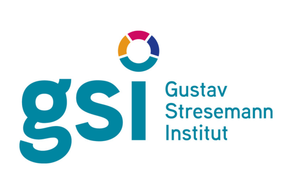 The Gustav Stressemann Institute logo features 'gsi' in teal, a colorful circle above, and the institute's name in teal text.