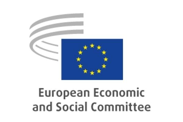 Logo composed of the EU flag with graphic elements and the words European Econoomic and Social Committee 