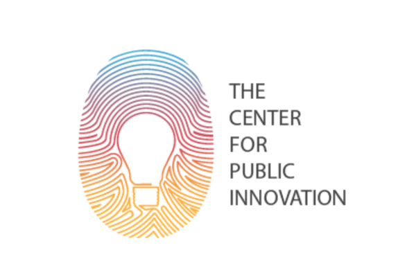 Logo for The Center for Public Innovation, featuring a fingerprint-like design with a lightbulb silhouette inside, colored with a gradient from blue to orange.