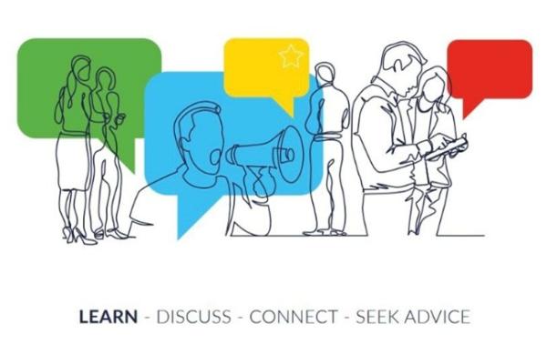 Drawing of human figures with the caption 'learn'